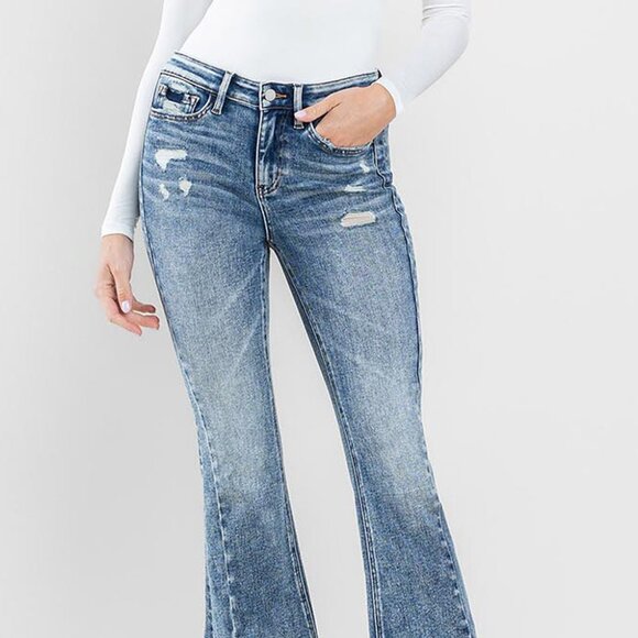 Flying Monkey Smilingly High Rise Split Hem Flare - NWT SZ 15 (32) - Picture 2 of 5